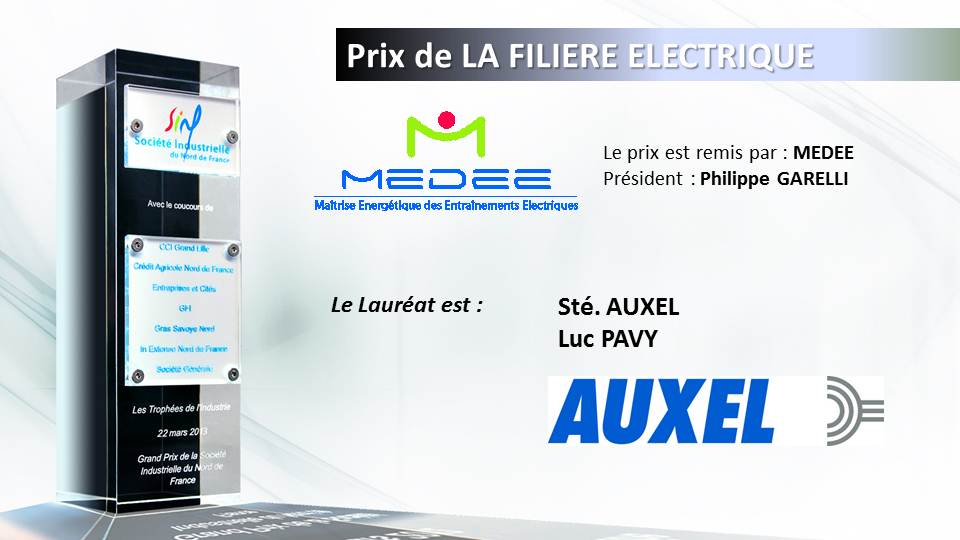 Trophées de l'industrie - Prix de la filière électrique remis par MEDEE à la société AUXEL